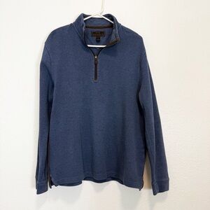 Jos A Banks The Reserve Collection 1/4 Zip Pullover Top Mock Neck Blue